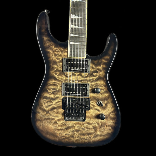 Front of body of Jackson Custom Shop SL2H Floyd Rose Trans Black Burst.