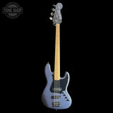 Full frontal of Used Squier FSR Contemporary Active Jazz Bass Flat Black.