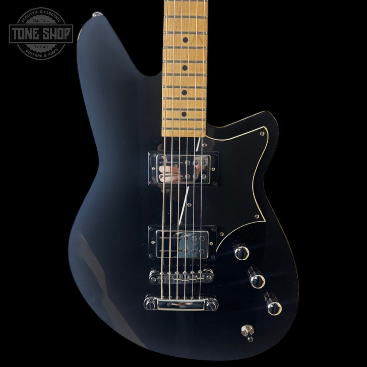 Front of Used Reverend Descent RA Baritone Black TSS6965.