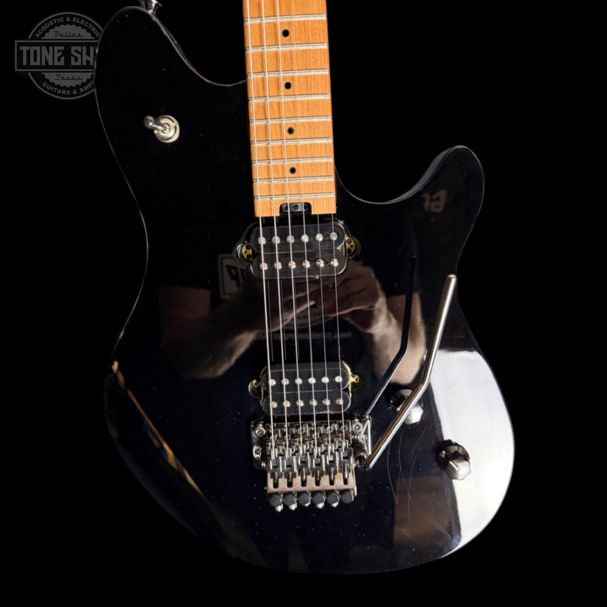 Front of Used 2022 EVH Wolfgang Standard Black PFB TSS7697.
