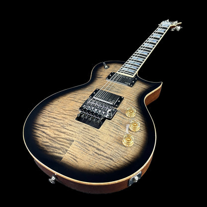 Front angle of Demo ESP USA Eclipse Floyd Rose See Thru Black Sunburst.