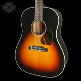 Front angle of Gibson Custom Made 2 Measure J-45 Standard Long Scale Vintage Sunburst.