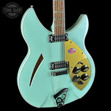 Front angle of Used 2025 Rickenbacker 360/12 Seafoam Green Pearl 12 String.