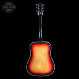 Full back of Gibson Custom Made 2 Measure Hummingbird Maple Long Scale Tri-burst LR Baggs VTC.