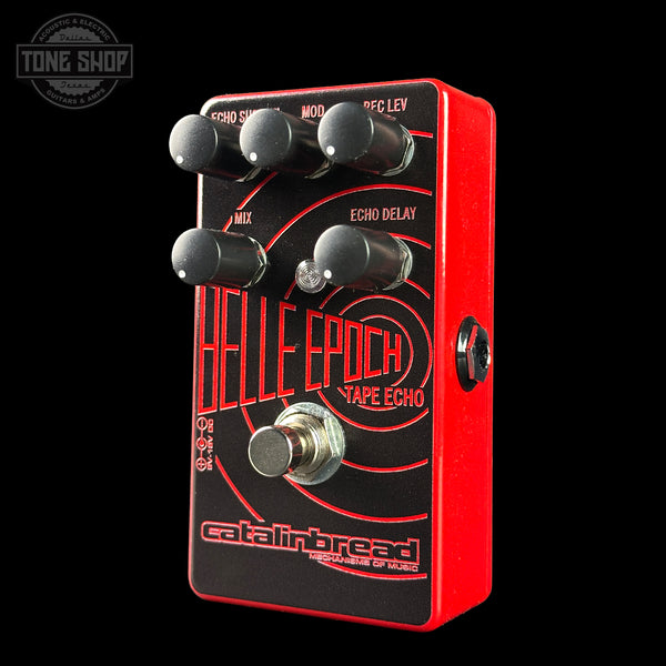 Front angle of Catalinbread TSG Exclusive Belle Epoch Red Tape Echo Pedal.