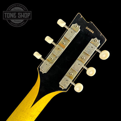 Back of headstock of. Rock N Roll Relics Thunders TV Yellow Heavy Aging.
