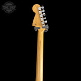 Back of headstock of Used Fender Player Mustang Sonic Blue.