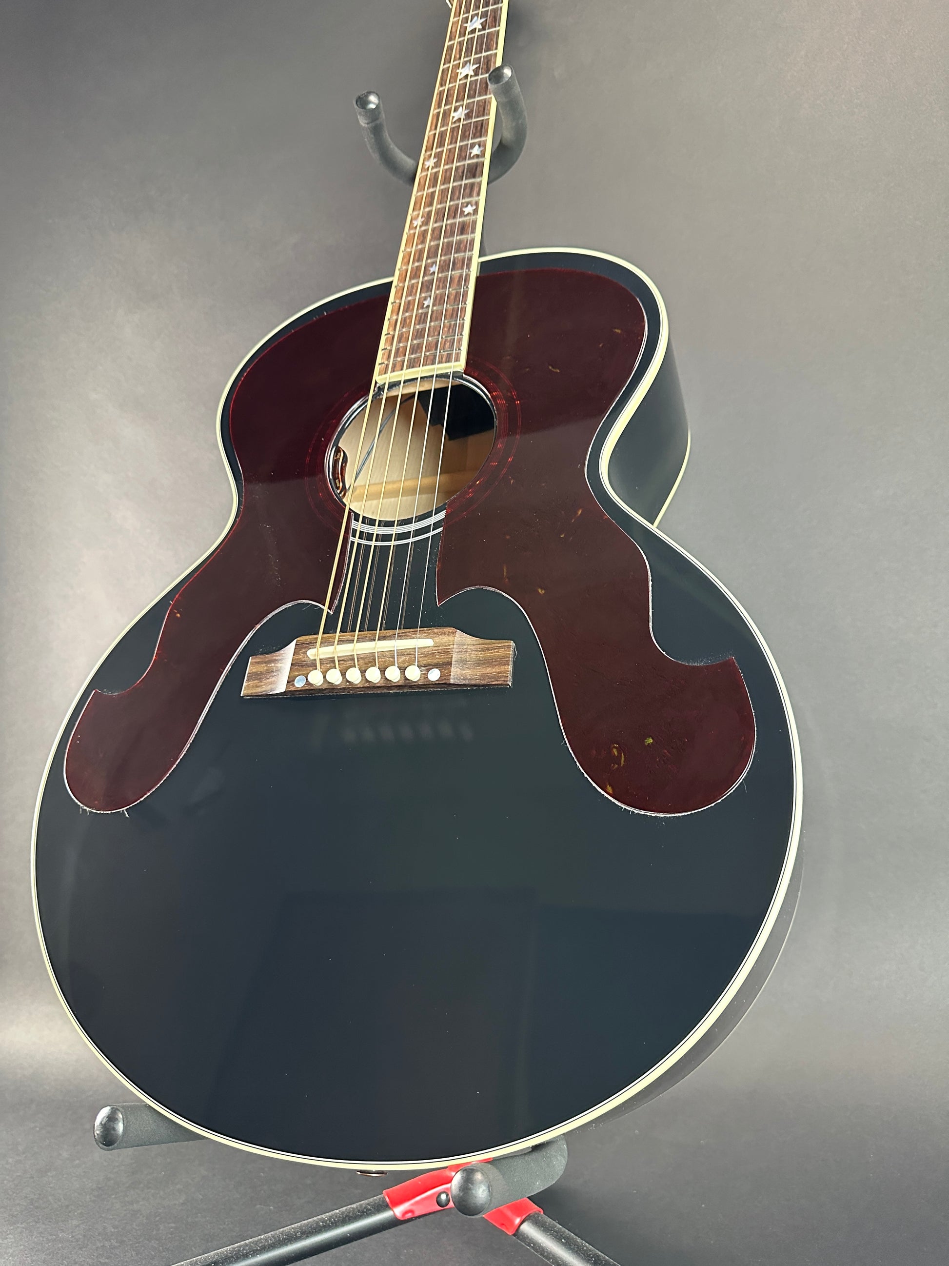 Front angle of Used 2024 Gibson Everly Brothers J-180 Ebony.