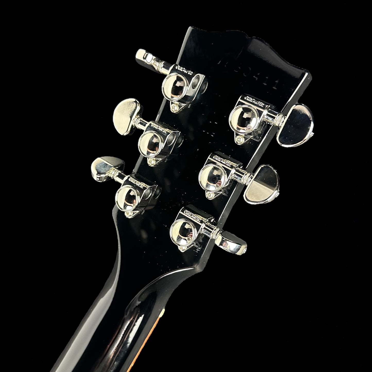 Back of headstock of Used 2008 Gibson Les Paul Studio Ebony.