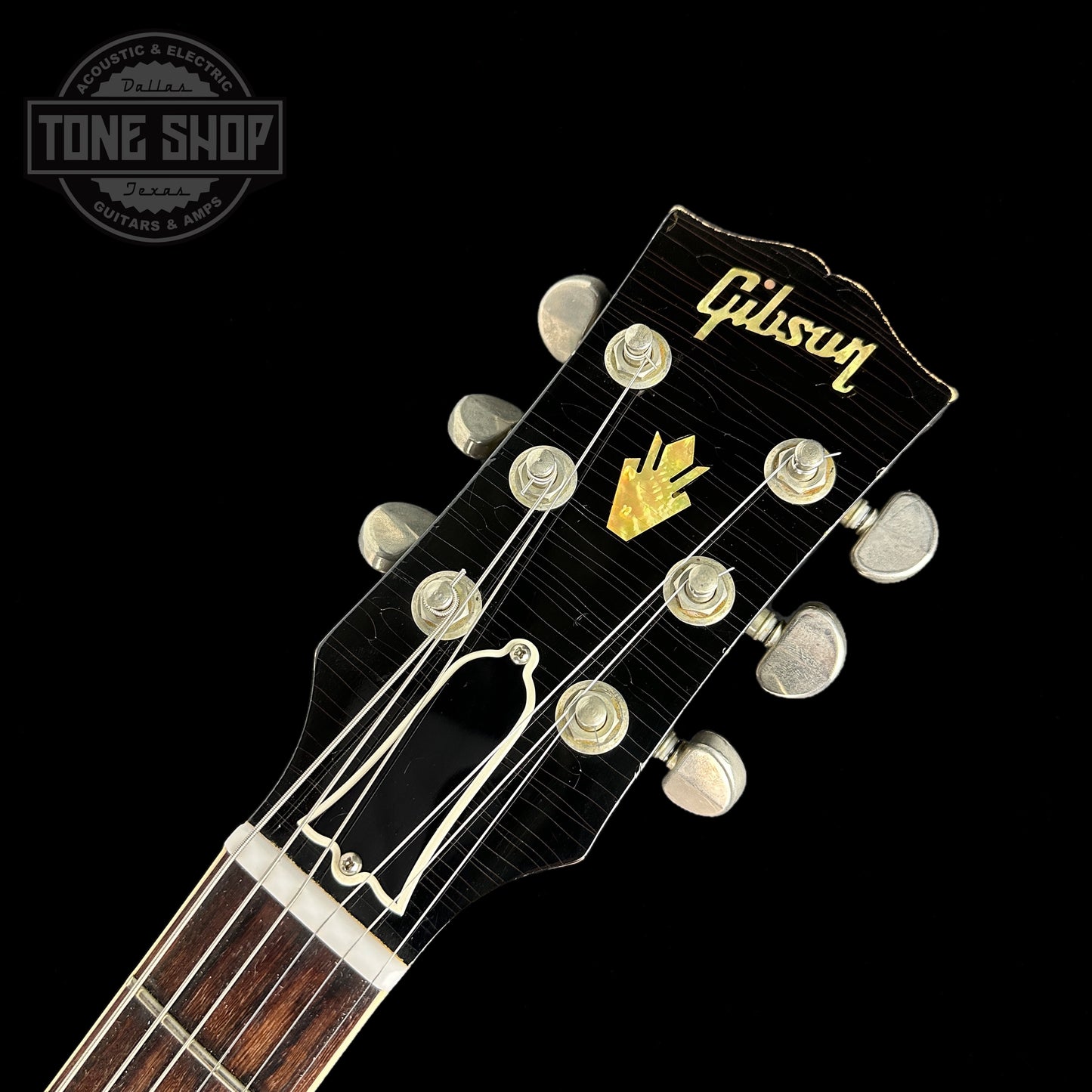 Front of headstock of Used Gibson Custom Shop 1959 Reissue ES-335 Ebony.
