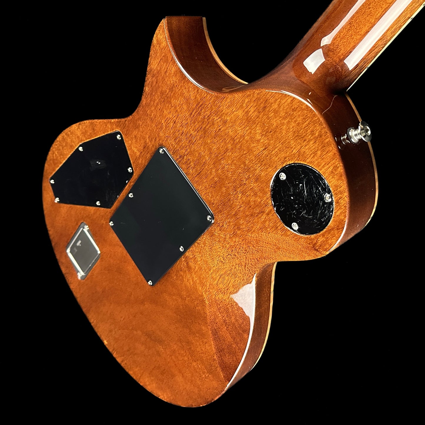 Back angle of Demo ESP USA Eclipse Floyd Rose See Thru Black Sunburst.