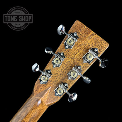 Back of headstock of Martin Custom Shop Dread Adirondack/Cocobolo.