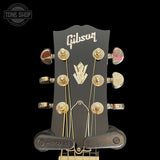 Headstock of Used 2020 Gibson Hummingbird Standard Heritage Cherry Burst.