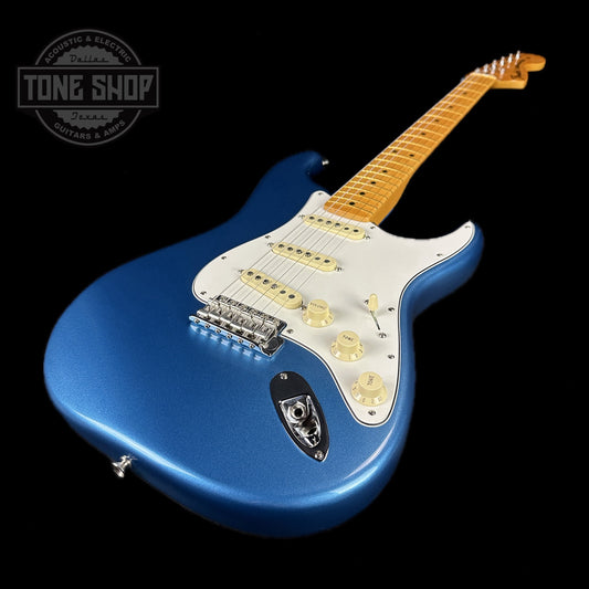 Front angle of Used Fender American Vintage II 70's Stratocaster Lake Placid Blue.