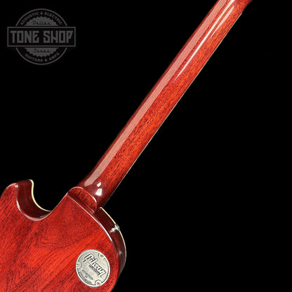Back of neck of Gibson Custom Shop M2M 1956 Les Paul Standard Chambered Pelham Blue Top VOS.
