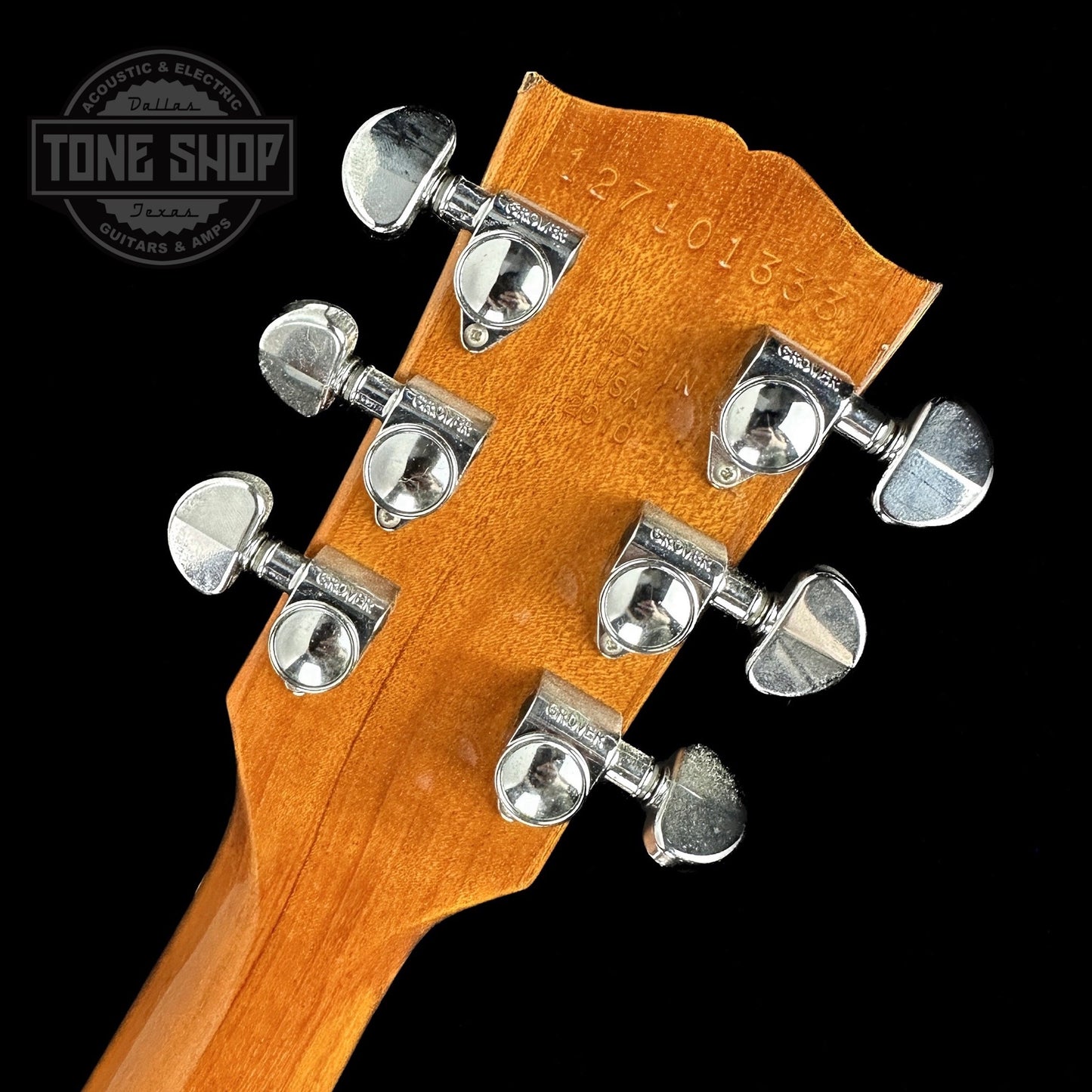 Back of headstock of Used 2010 Gibson RD Natural.