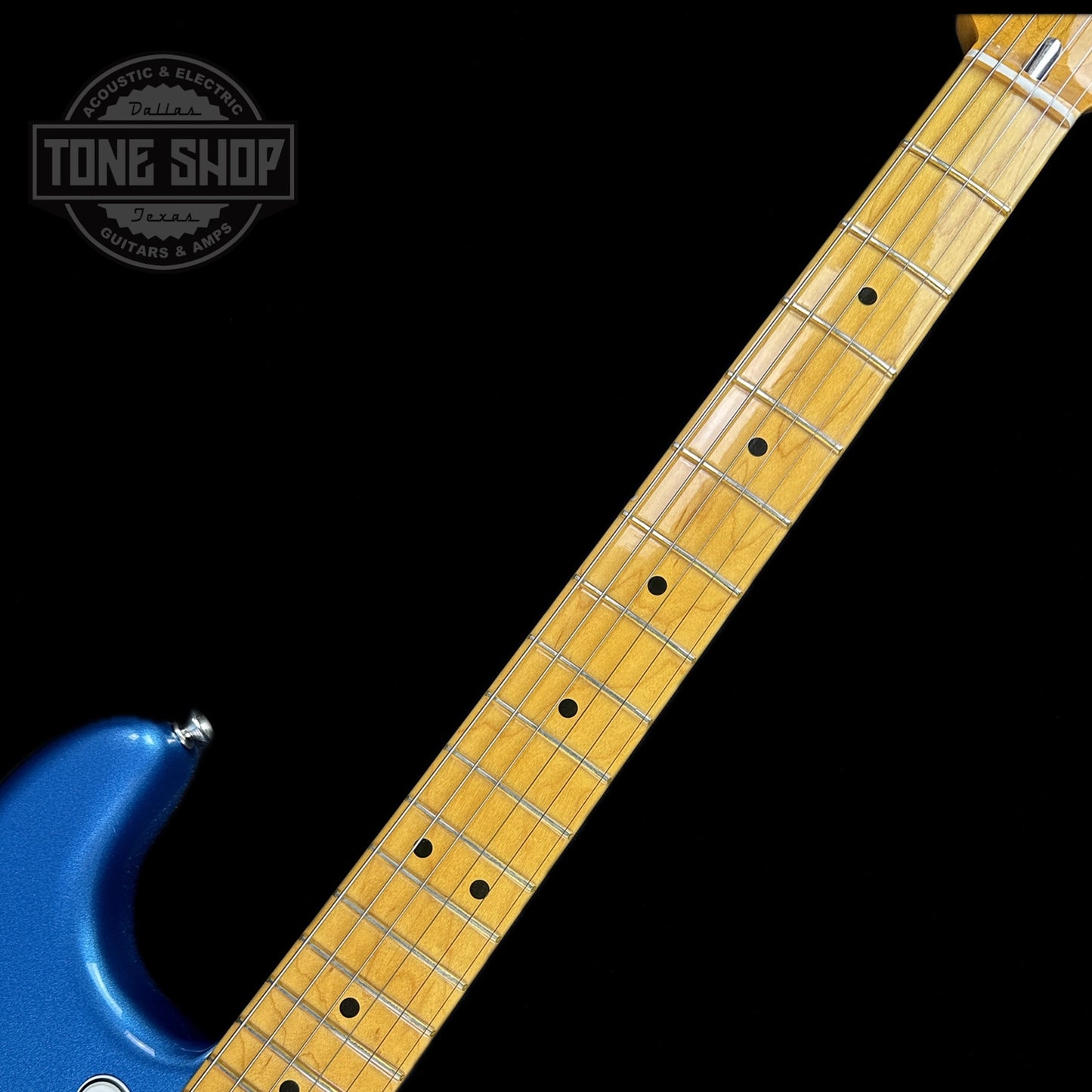 Fretboard of Used Fender American Vintage II 70's Stratocaster Lake Placid Blue.