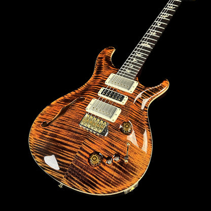 Front angle of PRS Special Semi-hollow Orange Tiger.