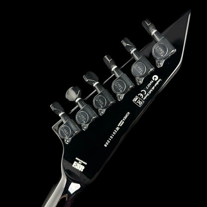 Back of headstock of Used ESP LTD KH-202 Kirk Hammett Black.