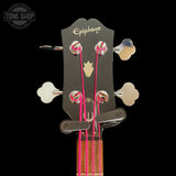 Headstock of Used 2004 Epiphone SG Bass Black TSS7564.