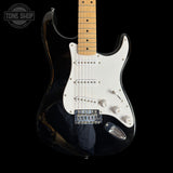 Front of Used Squier Stratocaster Black MP TSS7463.
