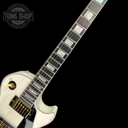 Fretboard of Gibson Custom Shop Les Paul Custom Alpine White w/ Ebony Fingerboard Gloss.