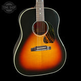 Front angle of Gibson Custom Made 2 Measure J-45 Standard Long Scale Vintage Sunburst.