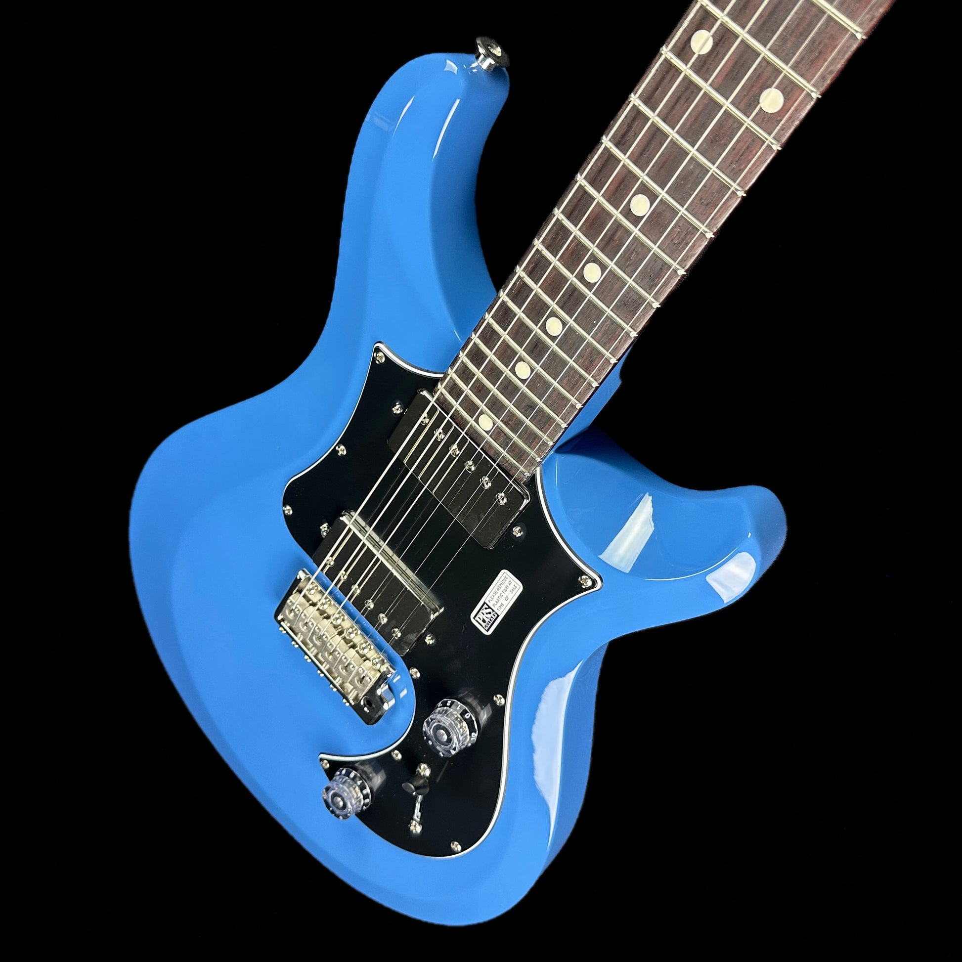 Front angle of PRS Paul Reed Smith S2 Standard 24 Mahi Blue.