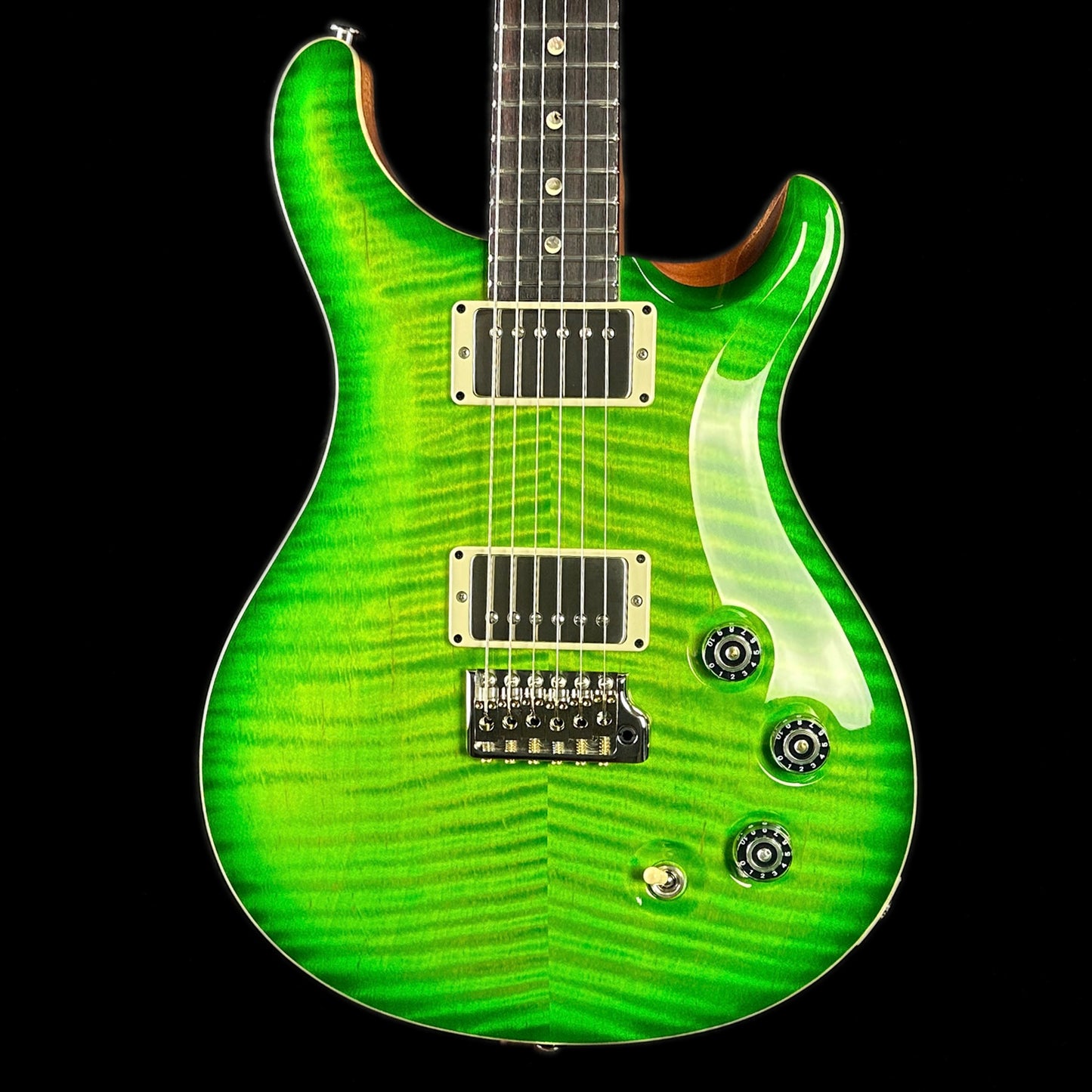 Front of body of PRS Paul Reed Smith DGT David Grissom Trem Eriza Verde Moons.