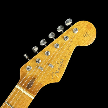 Front of headstock of Used Fender Original 50's Stratocaster White.