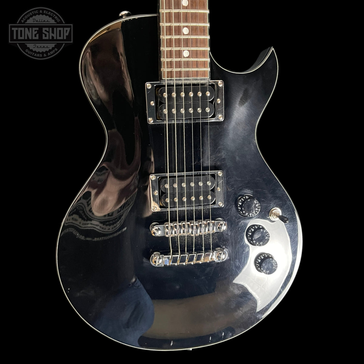 Front of Used Ibanez Art100 Solid Body Black w/Case TSS7738.
