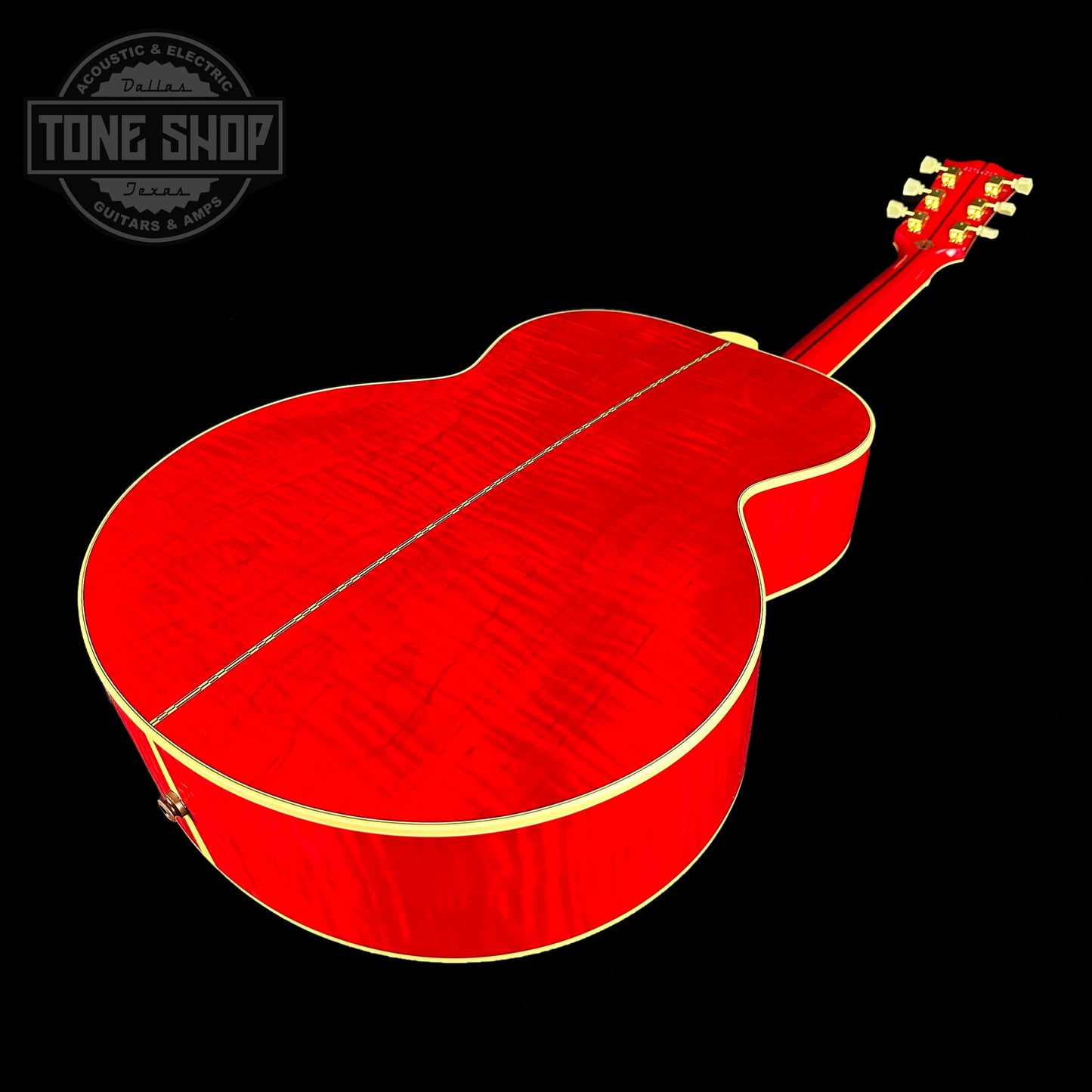 Back angle of Gibson Custom Shop M2M SJ-200 Original Cherry.