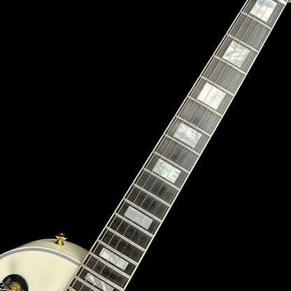 Fretboard of Used Gibson Custom Shop Les Paul Custom Alpine White.