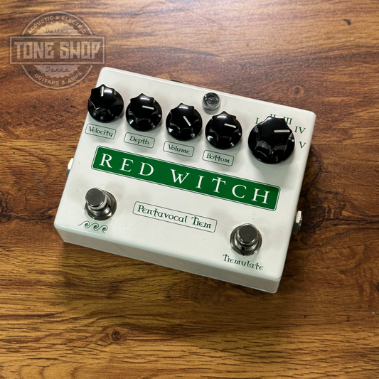 Top of Used Red Witch Pentavocal Tremolo.