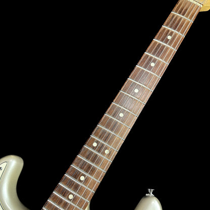 Fretboard of Used 2010 Fender American Standard Strat Left Hand Blizzard Pearl.