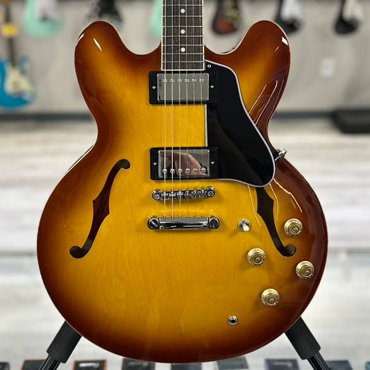 Front of Used Epiphone Inspired By Gibson ES335 Iced Tea Burst TSS4003