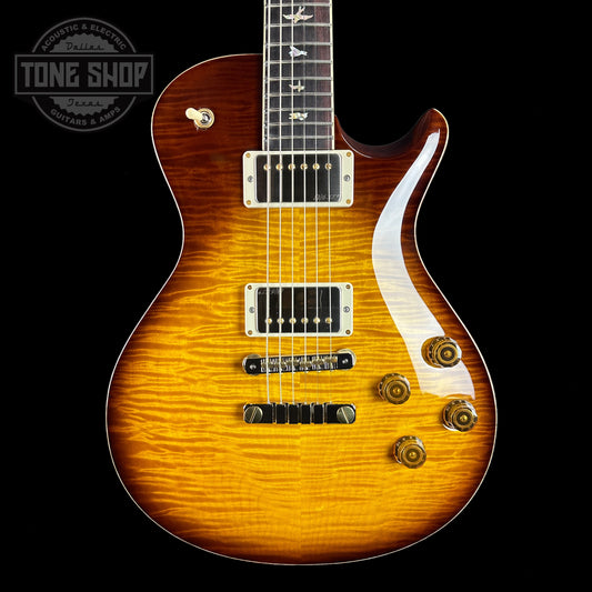 Front of body of PRS Paul Reed Smith McCarty 594 Singlecut 10 Top Tobacco Sunburst Hybrid Package.
