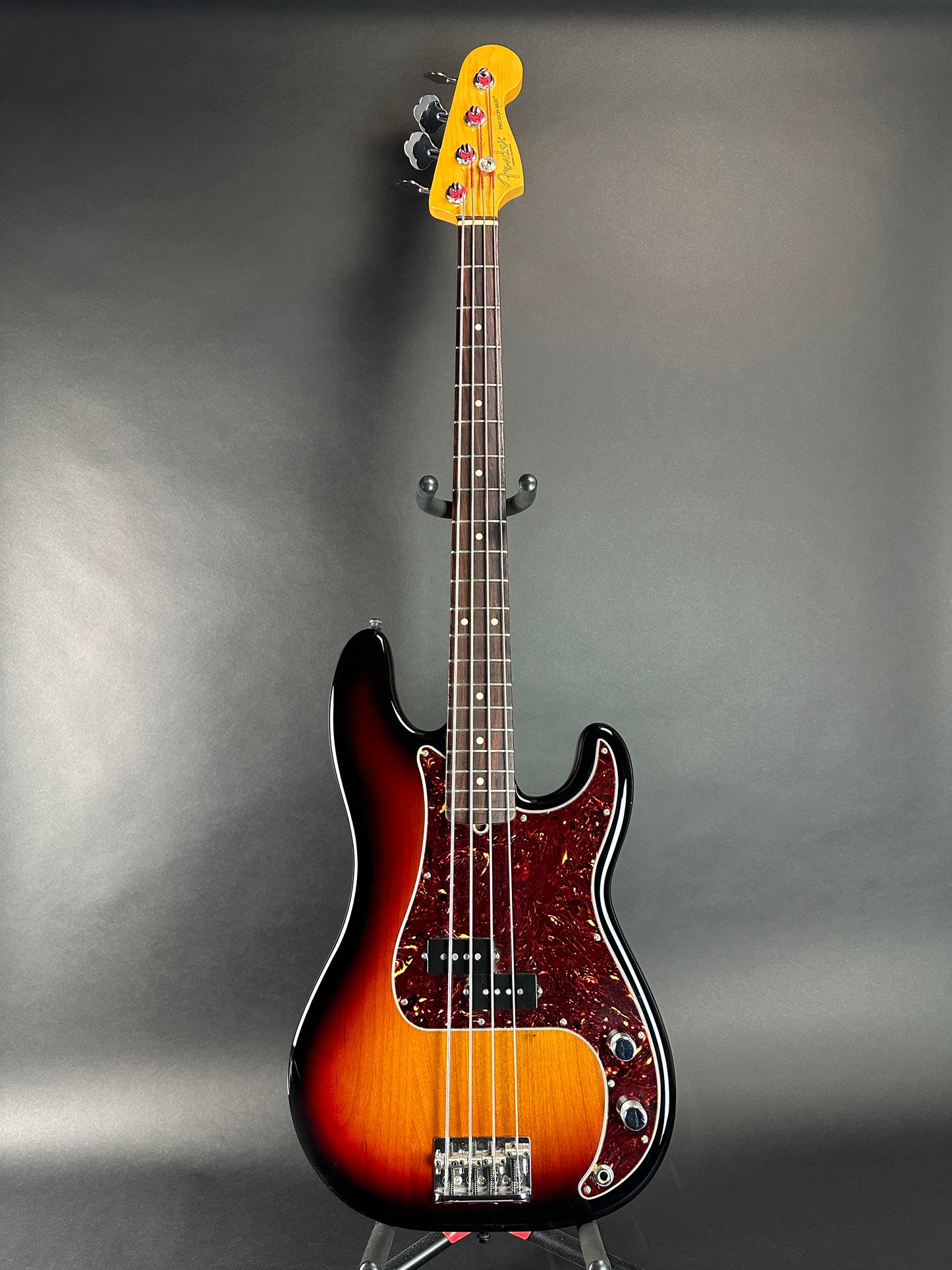 Full front of Used 2021 Fender American Pro II Precision Bass Sunburst.