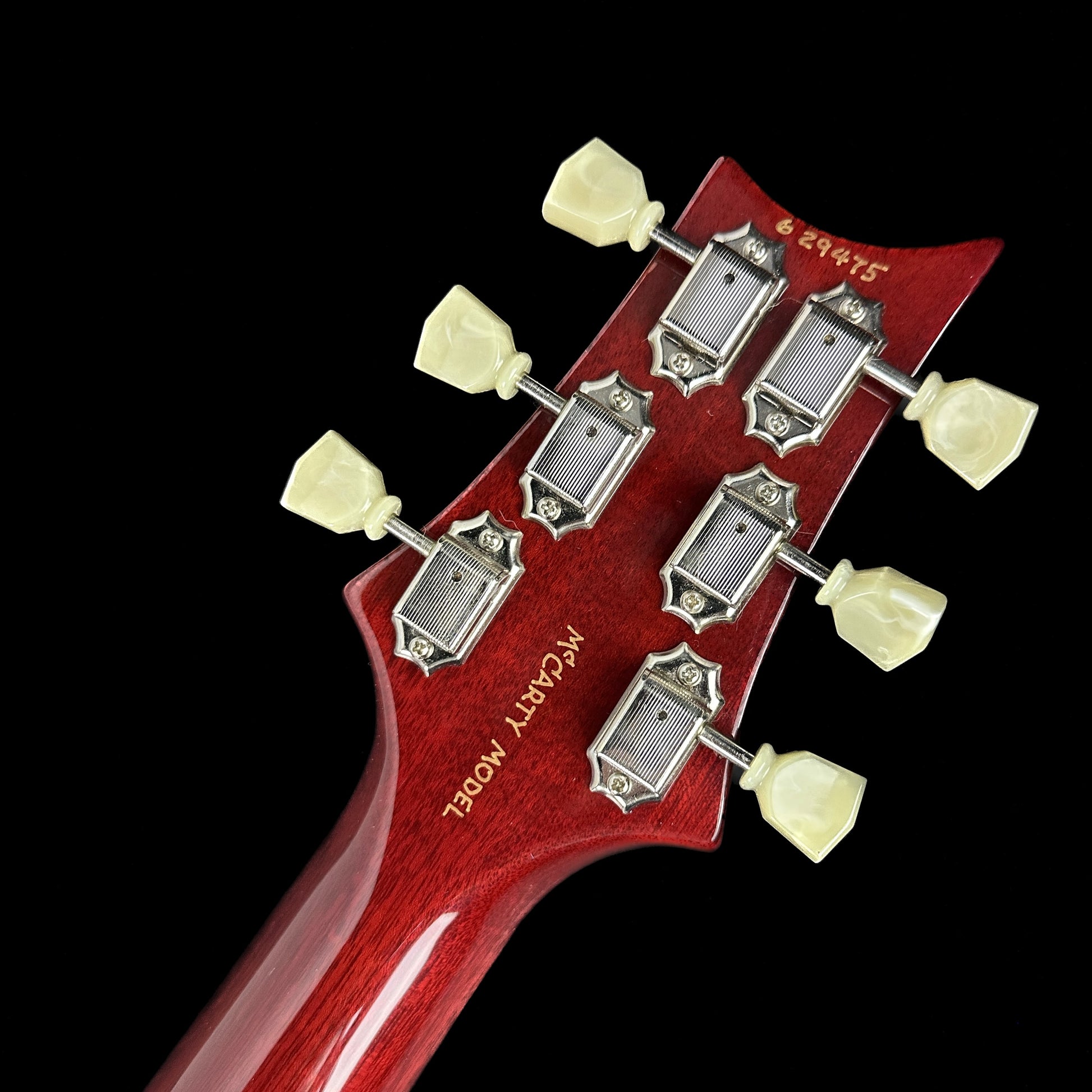 Back of headstock of Used 1997 PRS McCarty McCarty Sunburst.