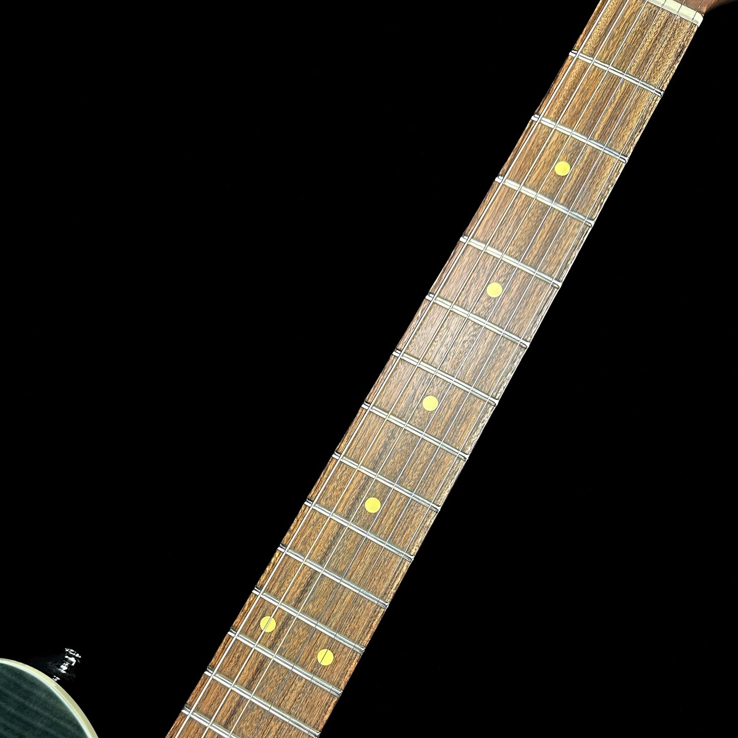 Fretboard of Used Reverend Charger RA Trans Black.