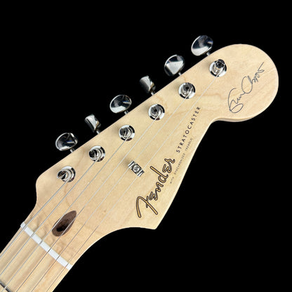 Front of headstock of Used 2016 Fender Eric Clapton Stratocaster Pewter.