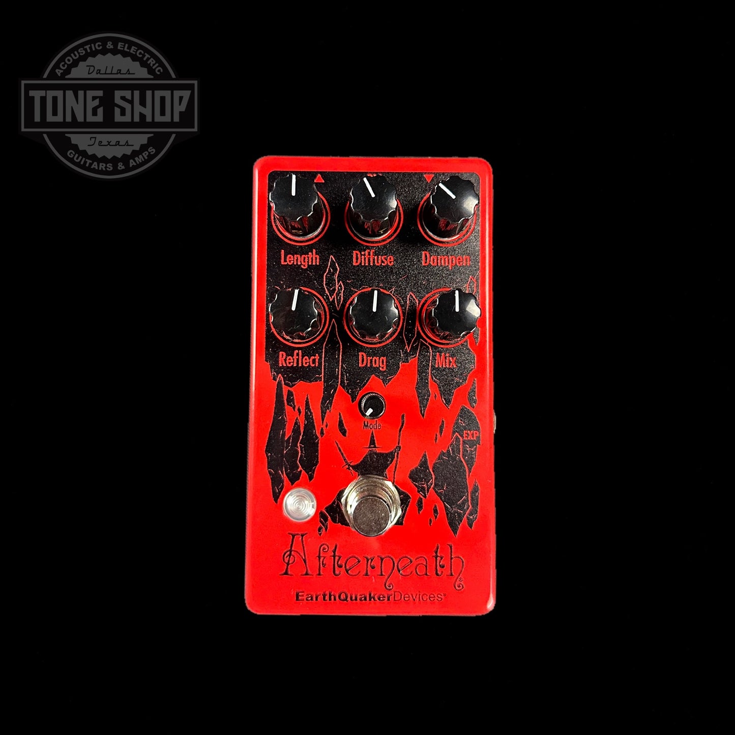 Top of EarthQuaker Devices Afterneath V3 Tone Shop Custom Candy Apple Red.