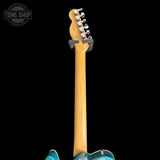 Back of headstock of Used Fender Limited Edition American Elite Telecaster Ocean Turquois.