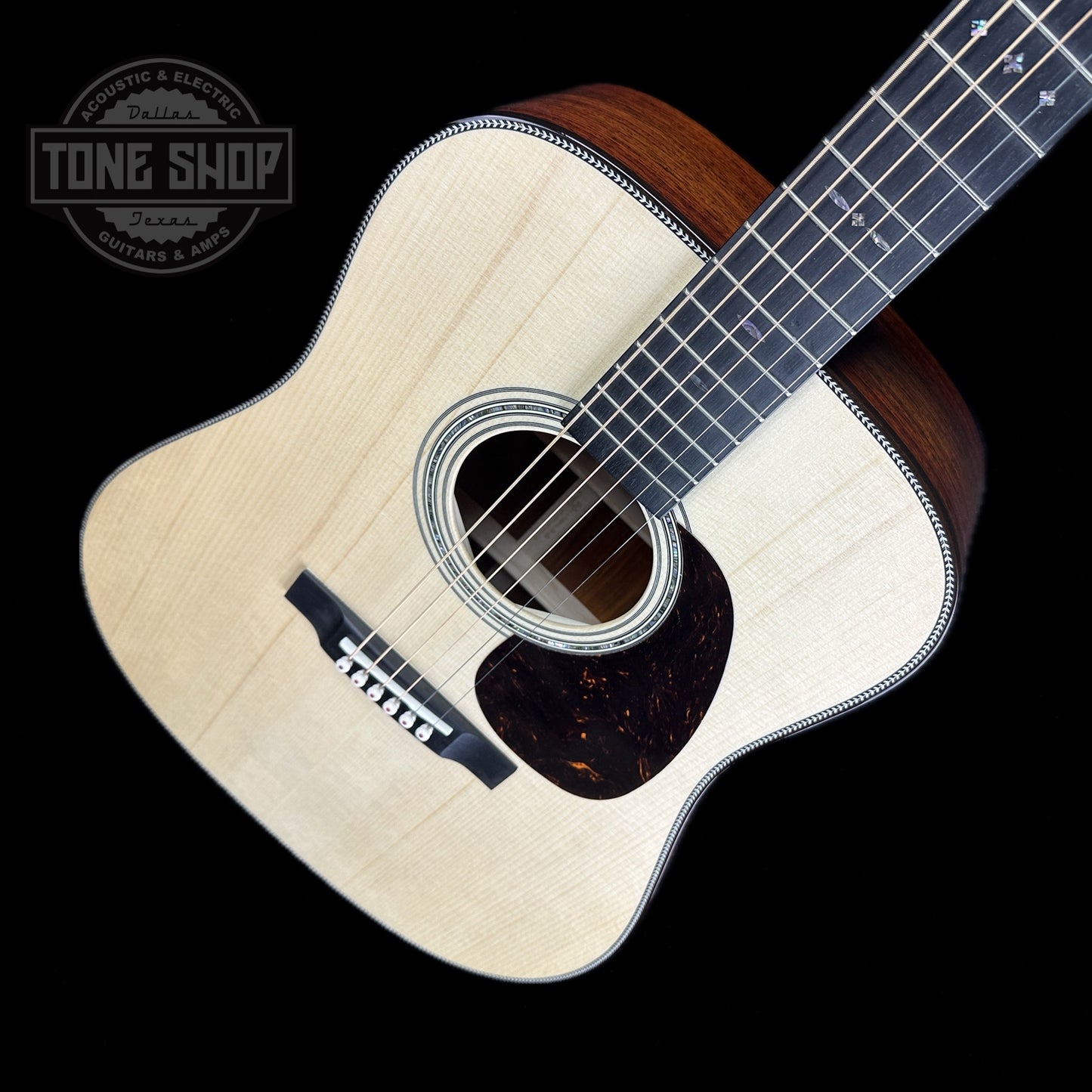 Front angle of Martin Custom Shop Dread Adirondack/Cocobolo.