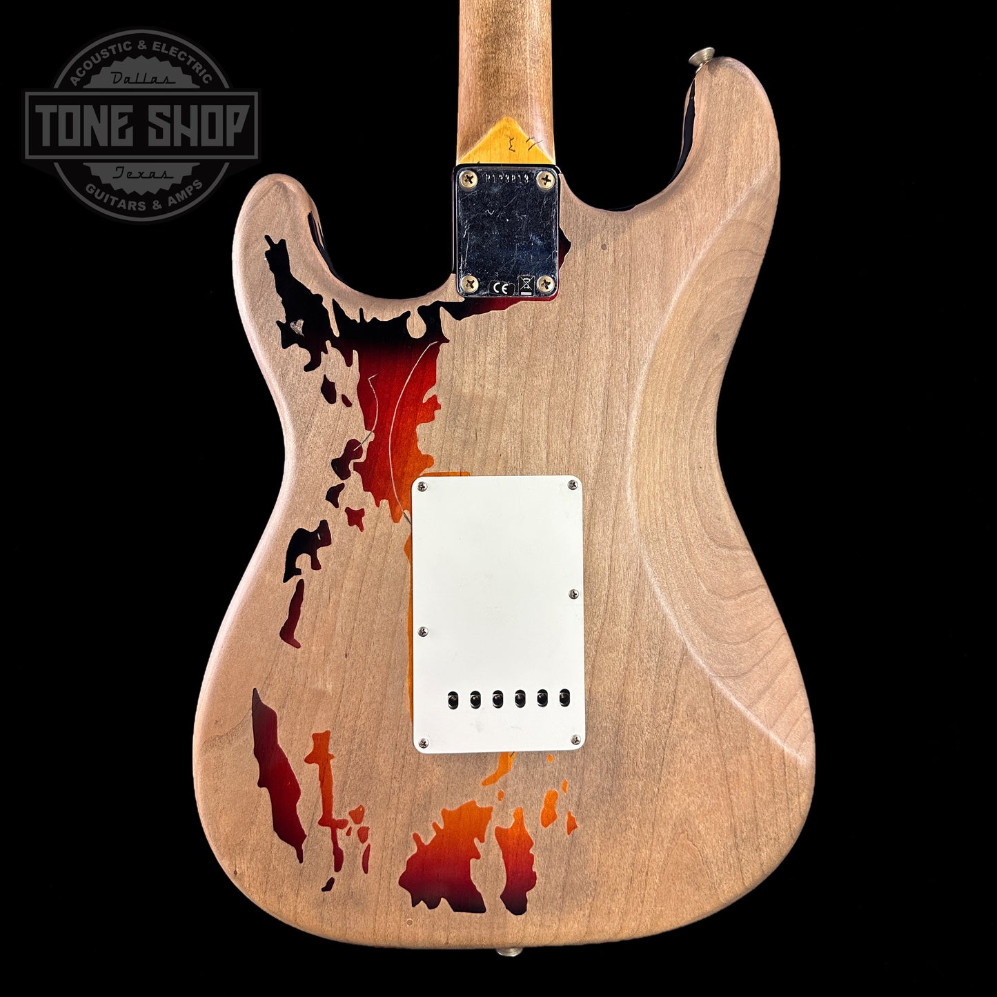 Back of body of Fender Rory Gallagher Signature Stratocaster Relic Rosewood Fingerboard 3-Color Sunburst.