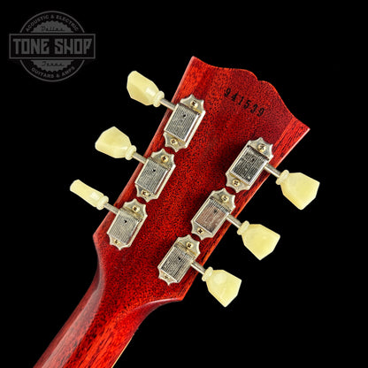 Back of headstock of Gibson Custom Shop M2M 1959 Les Paul Standard Chambered Factory Burst VOS.