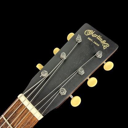 Front of headstock of Used Martin 00L-17 Burst.