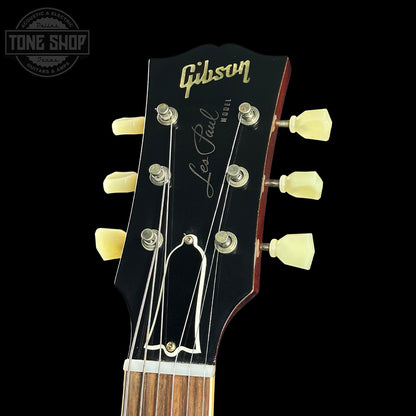Front angle headstock of Gibson Custom Dealer Select 1958 Les Paul Chambered Slow Iced Tea Fade VOS w/case 84910