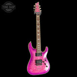Full frontal of Used 2020 Schecter Omen Extreme Diamond Series Hot Pink Burst TSS7791.