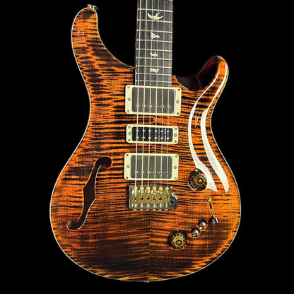 Front of body of PRS Special Semi-hollow Orange Tiger.